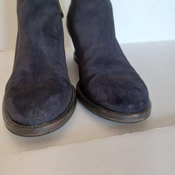 BUTTERO Ankle Boots Minimalist Lagenlook Black Suede Leather Wedge Sz 37.5 - Picture 2 of 11